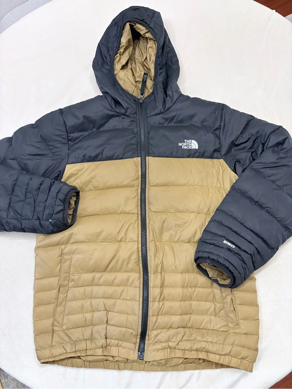 The North Face Men’s Hooded Puffer Jacket - Black & Tan Reversible